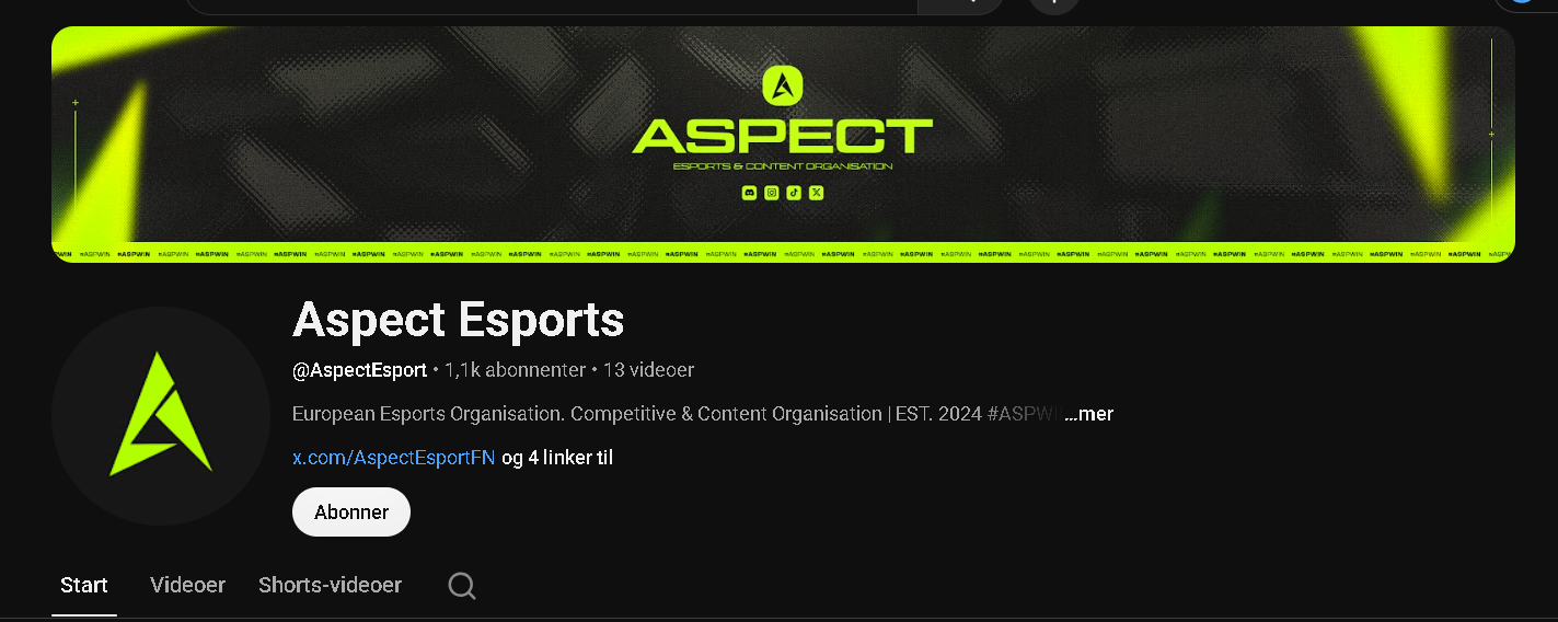 Aspect Esports channel on YouTube - @aspectesport, 1.1K subscribers, 13 videos